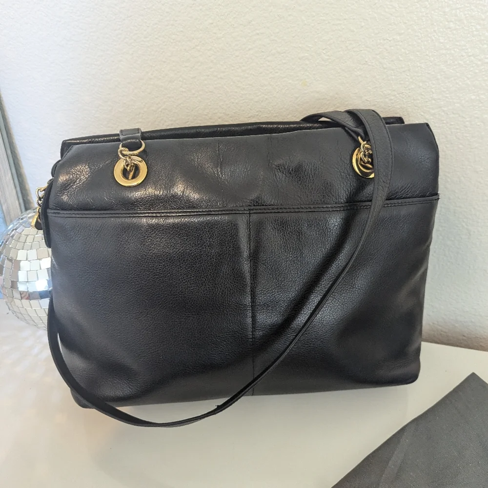 Bally Black Croc-Embossed Leather Shoulder Bag